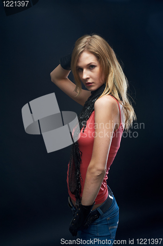 Image of The beautiful girl with black gloves