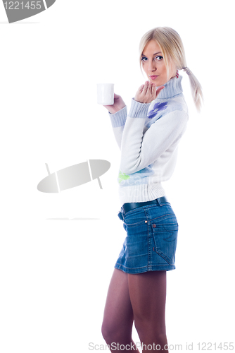Image of Young woman with a cup
