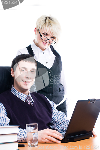 Image of Business team with laptop