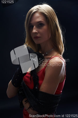 Image of The beautiful girl with black gloves
