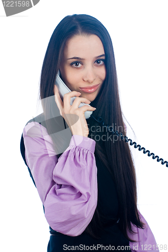 Image of Girl with wire phone