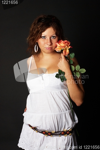 Image of Young Lady with red rose