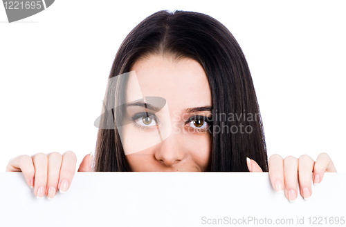 Image of Girl behind white board