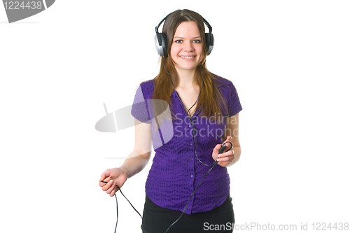 Image of Young woman with headphones