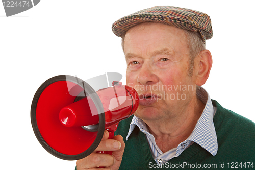 Image of Male senior with megaphone