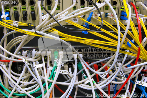 Image of Fiber cables connected to servers 