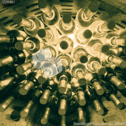 Image of wine bottles stacked up