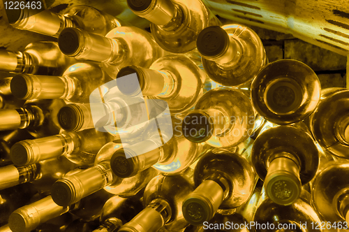 Image of wine bottles stacked up