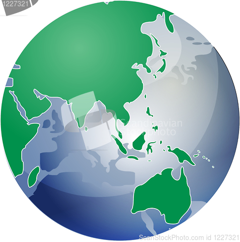 Image of Map of Asia on globe  illustration