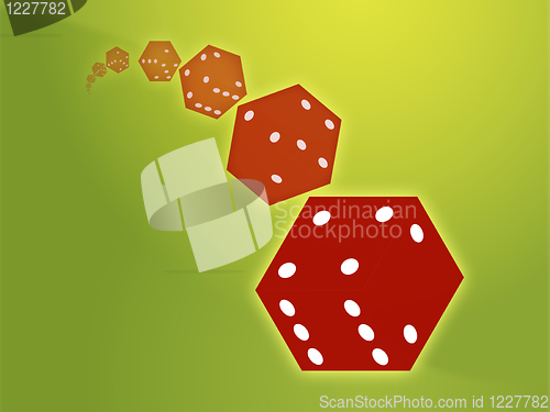 Image of Rolling red dice illustration