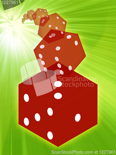 Image of Rolling red dice illustration