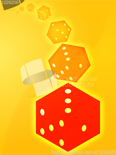 Image of Rolling red dice illustration