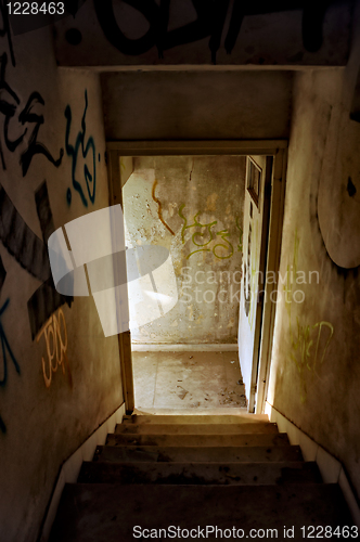 Image of abandoned house staircase