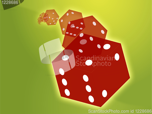 Image of Rolling red dice illustration