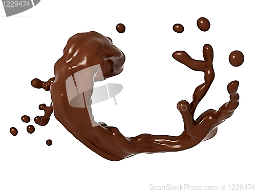 Image of Liquid chocolate splash with droplets isolated