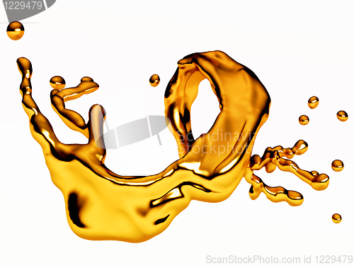 Image of Splash of liquid molten gold with drops 