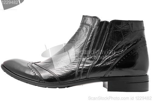 Image of Black leather mens boot isolated