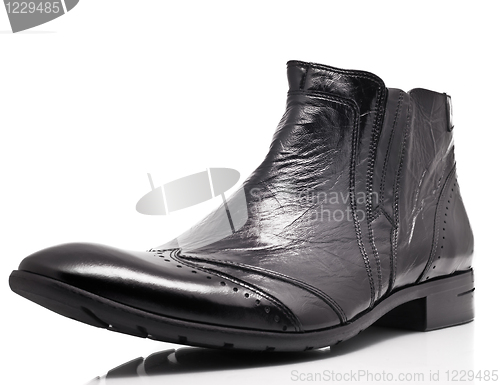 Image of Black patent leather mens boot 