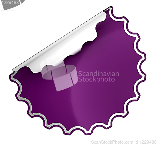 Image of Purple round bent sticker or label 