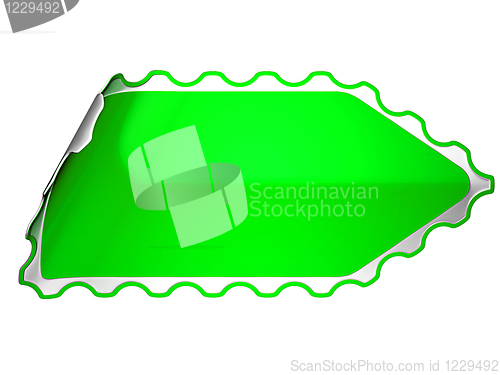 Image of Green jagged sticker or label 