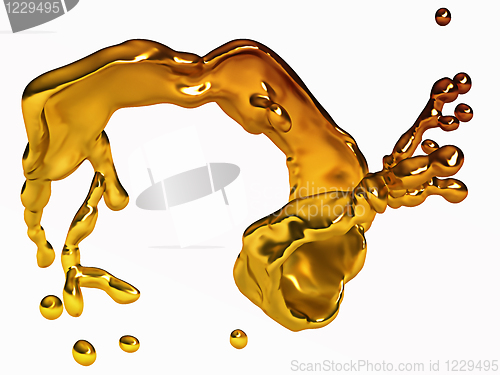 Image of Melted gold splash with drops isolated