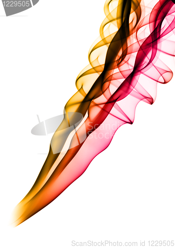 Image of Abstract colorful fume swirls on white