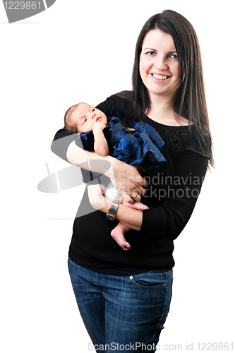 Image of Happy Mom Holding Her Newborn Baby