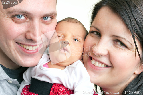 Image of Excited Parents with a Newborn Baby