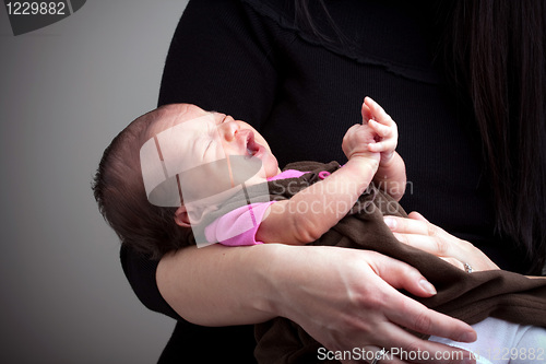 Image of Mother Holding a Screaming Baby