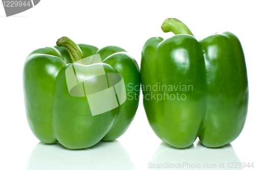 Image of Two green sweet peppers