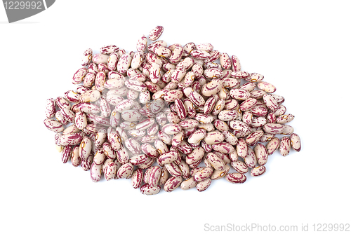 Image of Pile of white-red spotty haricot beans