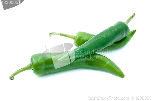 Image of Few green chili peppers