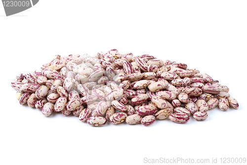 Image of Pile of white-red spotty haricot beans