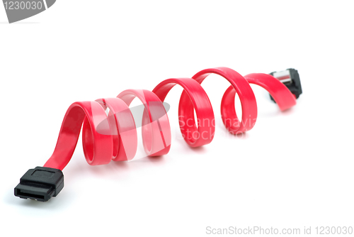 Image of Red coiled SATA cable