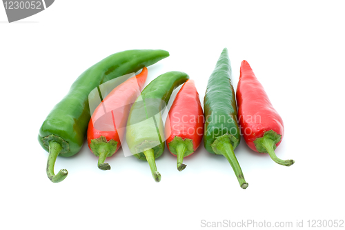 Image of Some red and green hot peppers