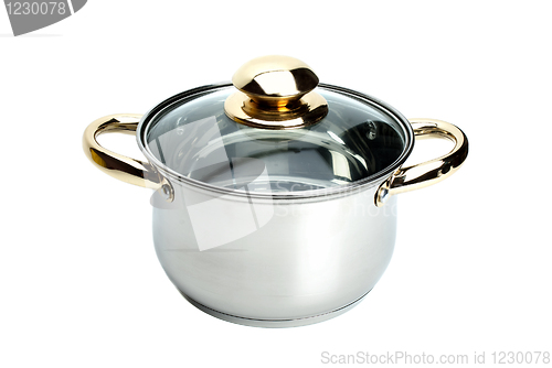 Image of Stainless steel pot with glass cover