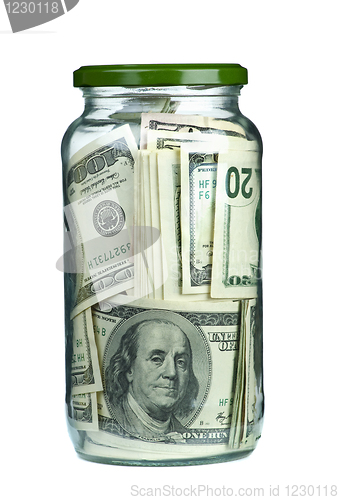 Image of Dollars "conserved" in glass jar