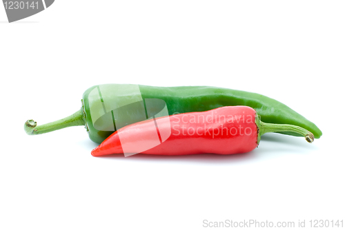 Image of Red and green hot peppers