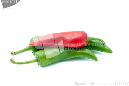 Image of Some red and green chili peppers