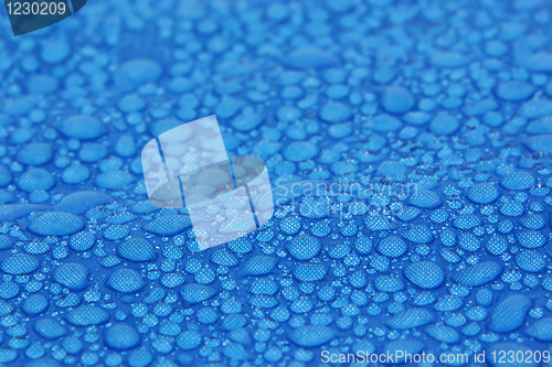 Image of water drops on blue