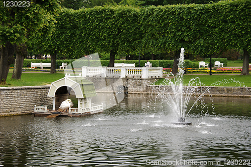 Image of Pond with a fountain