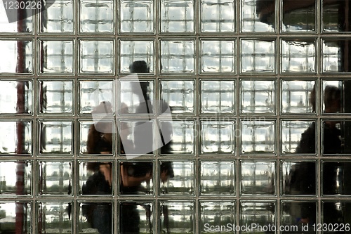 Image of People in glass entrance