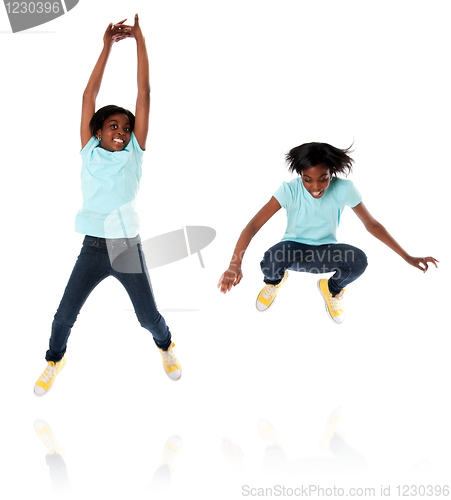 Image of Happy child teen jumping
