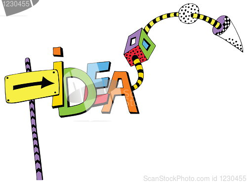 Image of colorful design with idea text