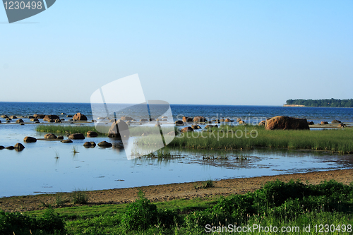 Image of Wiew on sea with randomly placed rocks