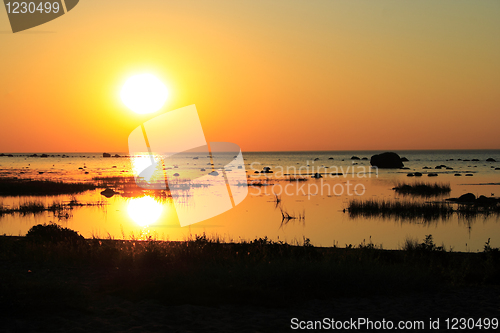 Image of Wiew on sea with randomly placed rocks