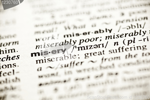Image of 'Misery' - dictionary definition vignette