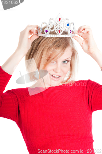 Image of Portrait of beautiful woman with crown