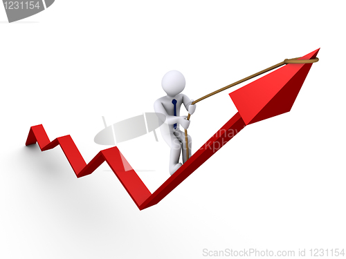 Image of Businessman climbing graph