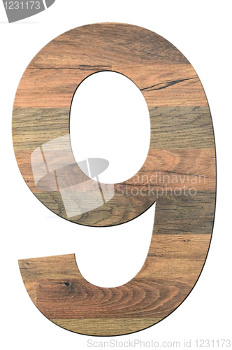 Image of Wooden Digit Nine